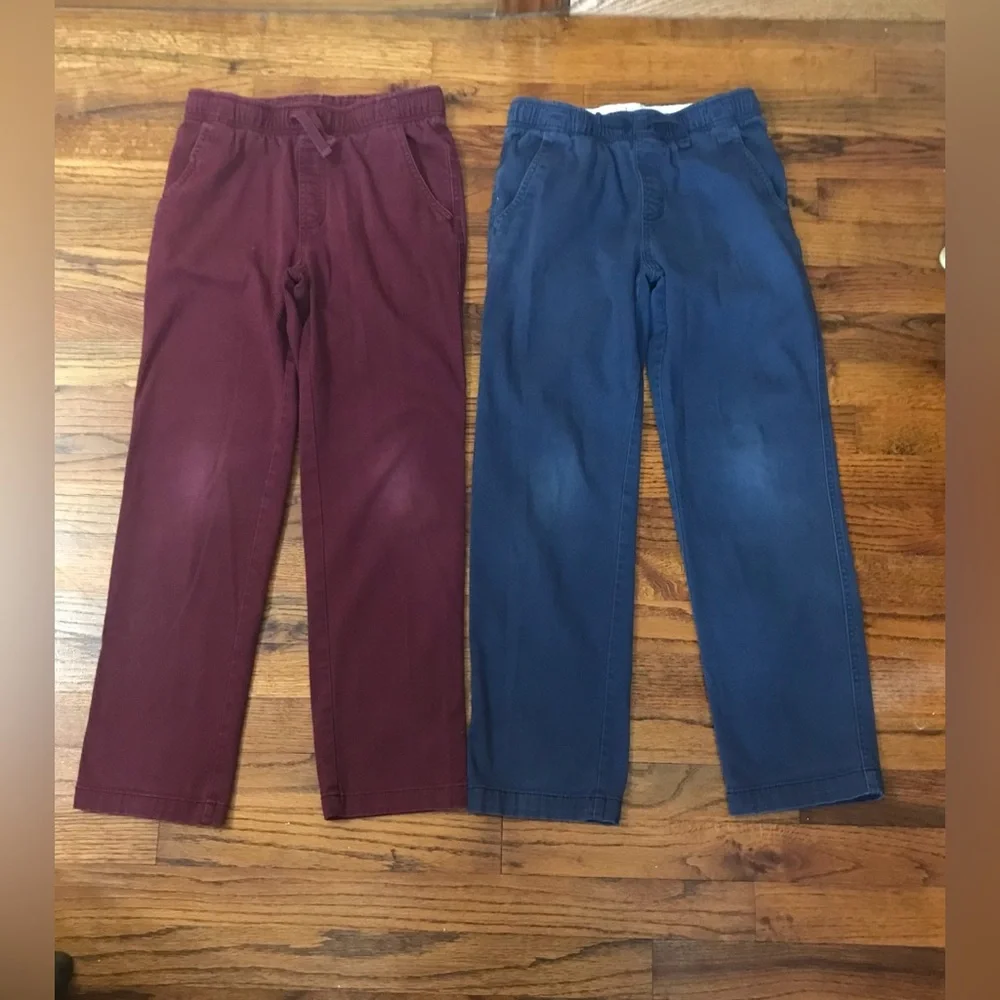 Wonder Nation Burgundy / Navy Blue School Uniform Pants  Large  Elastic Waist